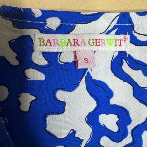 Barbara Gerwit Blue White Coral Print Tunic Top Small - Picture 6 of 10